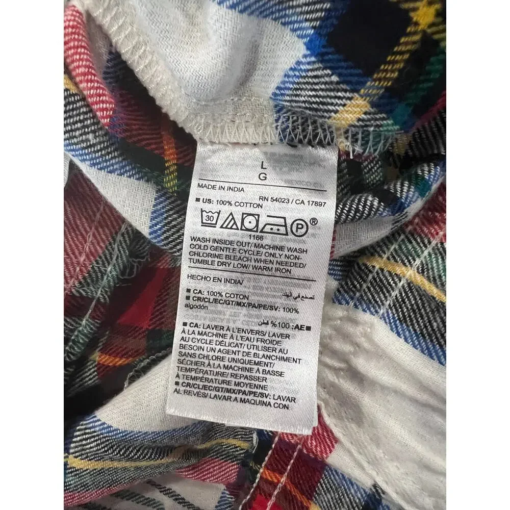 NWT Old Navy White Plaid Tartan Flannel Christmas Lounge Pajama Pants - Picture 7 of 12
